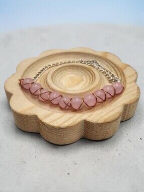 Handmade Wire-wrapped Elegant Rose Quartz Adjustable Beaded Bracelet